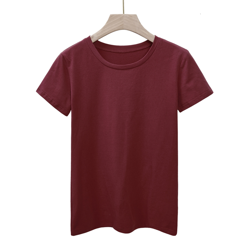 

2021 New Summer Cotton t Loose Style Solid Tee Shirt Female Short Sleeve Top Tees O-neck T-shirt Women Dfep, Navy blue