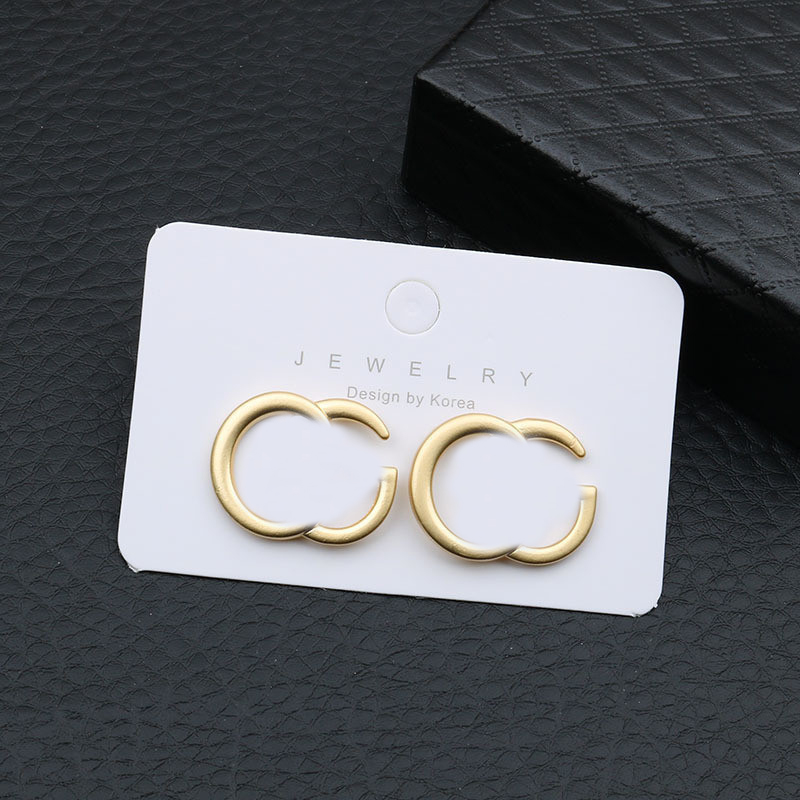 

Fashion Double Letter Earrings Simple Letter Earrings Studs Women Europe America Designer Earrings Metal Charm Studs
