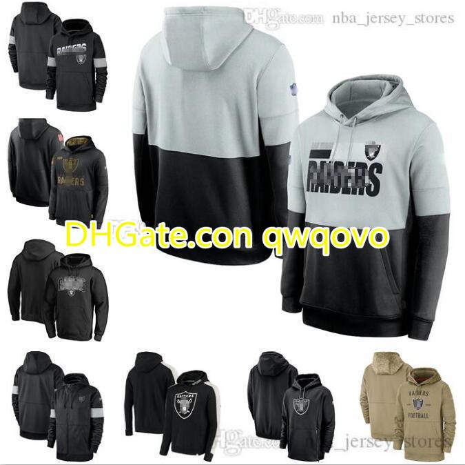 

2020-21 Men Las Vegas Raiders Hoodie Sideline Impact Lockup Performance Sideline NFL Therma Pullover Hoodie, Blue;black
