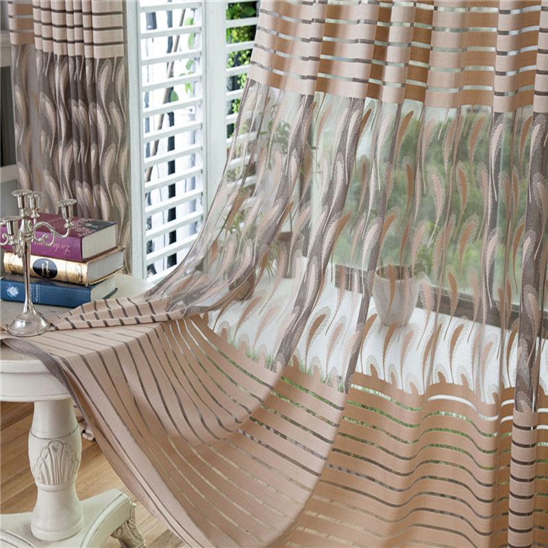 

2020 Elegant Simple New Leaves Lace tulle curtains Jacquard Voile Curtains Window Screens Yarn for Living Room Bedroom, Colour 1