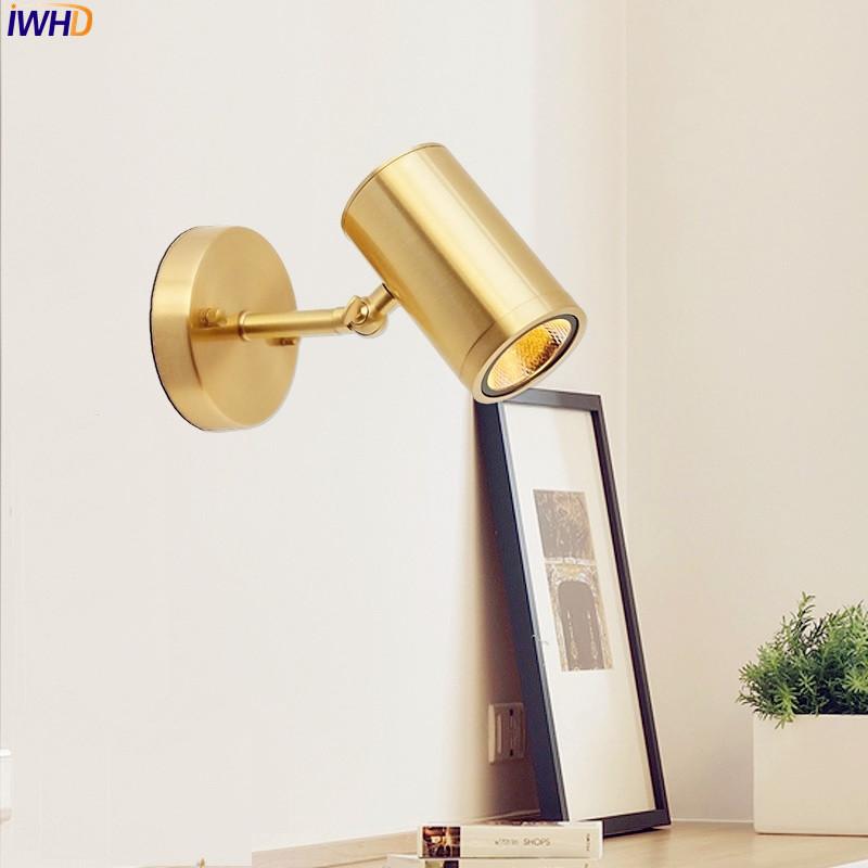 

IWHD Nordic Copper LED Wall Lights For Home Lighting Living Room Golden LED Bathroom Mirror Light Wandlamp Wall Lamp Sconces