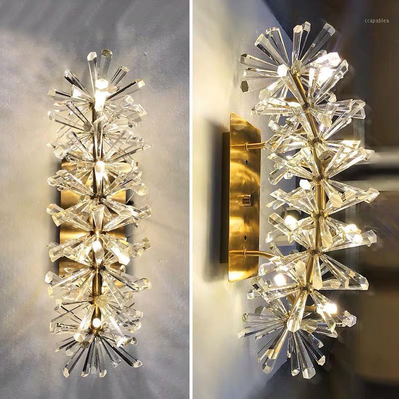 

Flower pattern crystal wall sconces lighting wall lights for bedroom bedside living room chrome lamp home decor fixtures1