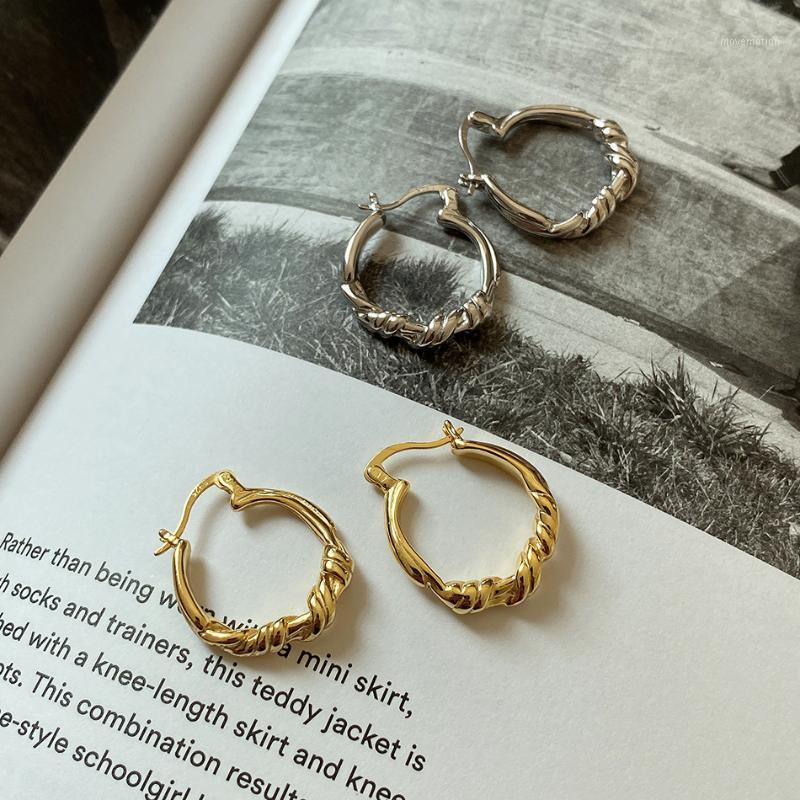 

1PAIR 100% Authentic 925 Sterling silver White/ Gold Twisted Love Knot Geometric Hoop Huggie Earrings Fine Jewelry tle10561