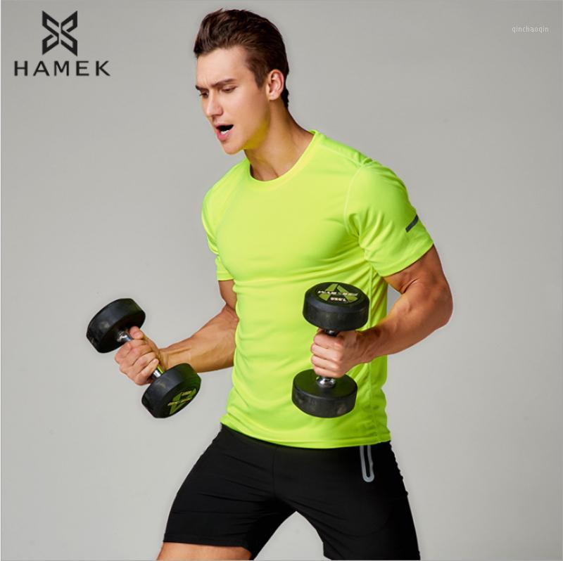 

HAMEK men running shirt sport fitness bodybuilding gym running t shirt quick gry compression under tops basketball1, Black