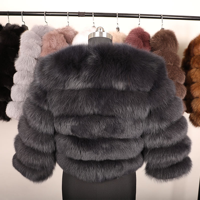 

Natural Real Fox Fur Coat Women Winter 50CM natural fur Vest Jacket Fashion Outwear Real Fox Fur Vest Coat 201209