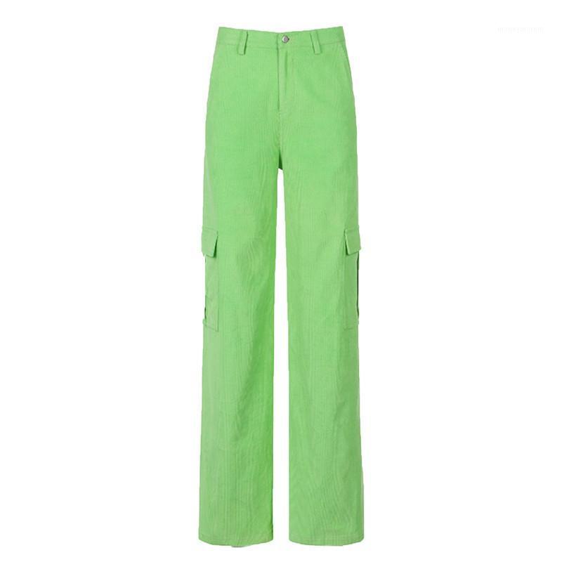 

Casual Fashion Loose Long Pants Women Solid High waist Corduroy Trousers Pockets Ladies Streetwear Club Wide leg Pants Palazzo1, Green