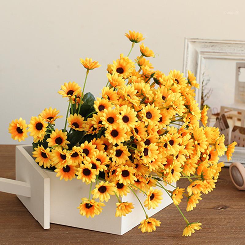 

20Pcs/Set Sunflower Artificial Flower DIY Flowers Silk Sunflower Wedding Floral Bouquet Home Party Decor Fake Flower Decoration1, Yellow