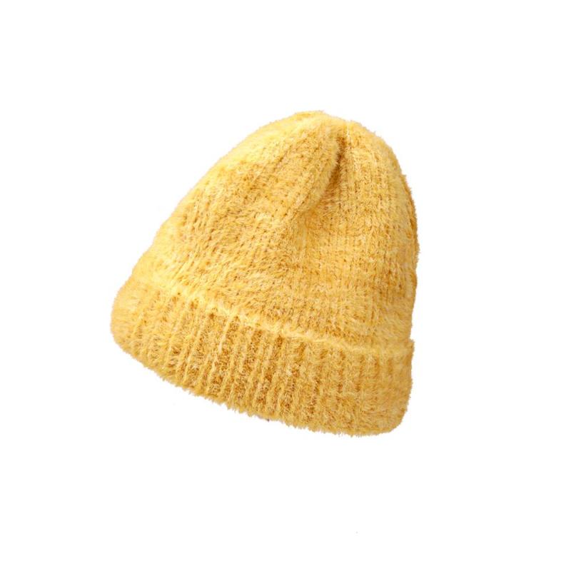 

Yellow Winter Women Knitted Warm Soft Trendy Elegant All-Match Hat