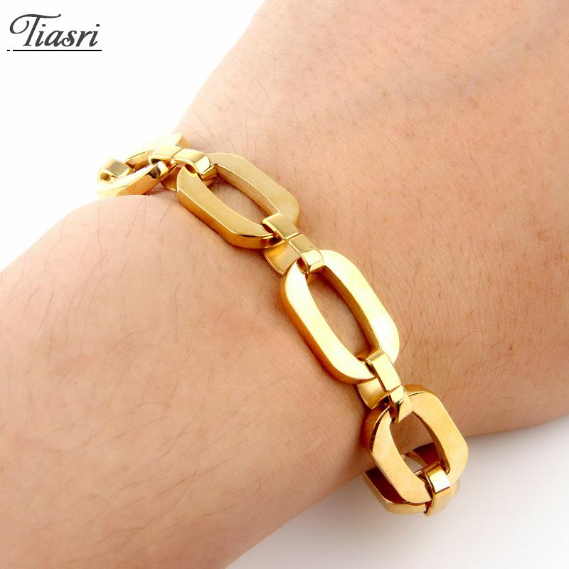 

Tiasri 13mm Gold Color Men Women Bracelet on the Hand High Quality Stainless Steel Jewelry Accessories O Chain Aesthetic Gift