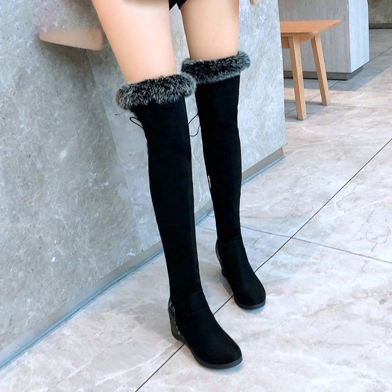 

Was 2021 Western zipper high heel wedge + plutonium leather on the knee female platform boots size -43, Blake
