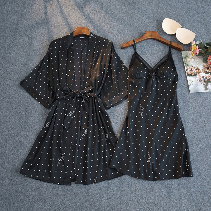 

2021 New Spring Summer Sleepwear for Women Polka Dot Sexy Robes v Neck Scintillate Spaghetti Short Sweater A0fs, Pink