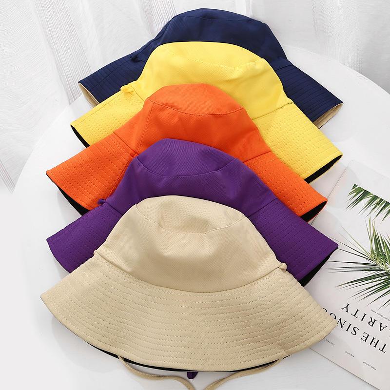 

Women Female Ladies Casual Summer Leisure Double-Side Solid Color Outdoor Sun Fishing Sunscreen Fisherman Cap Bucket Hats