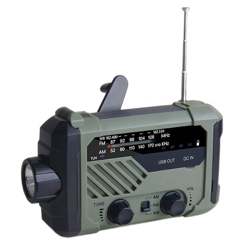 

Radio Weather Forecast Hand-Cranked Power Radio Portable Solar Outdoor AM / FM / NOAA Weather