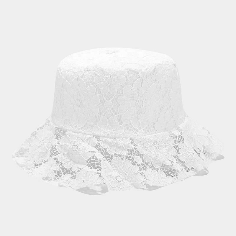 

new style solid color fold lace Bucket Hat Fisherman Hat outdoor travel Sun Cap Hats for men and Women 185, White