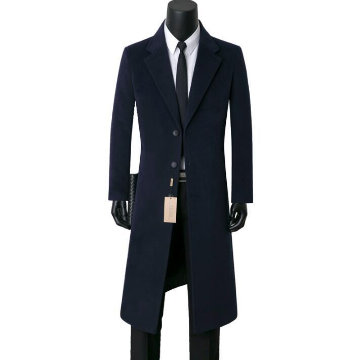 

Blue casual woolen coat men trench coats grey long sleeves 9XL overcoat mens cashmere coat casaco masculino inverno england, Black