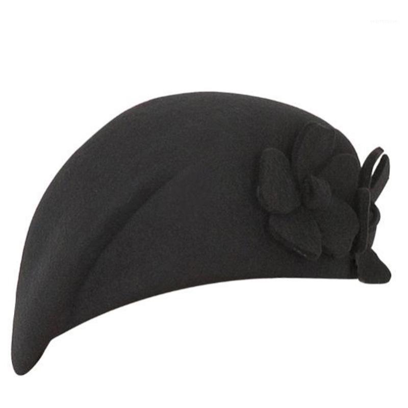 

Wool Black Fedora Hat England Style Vintage Winter Beret1