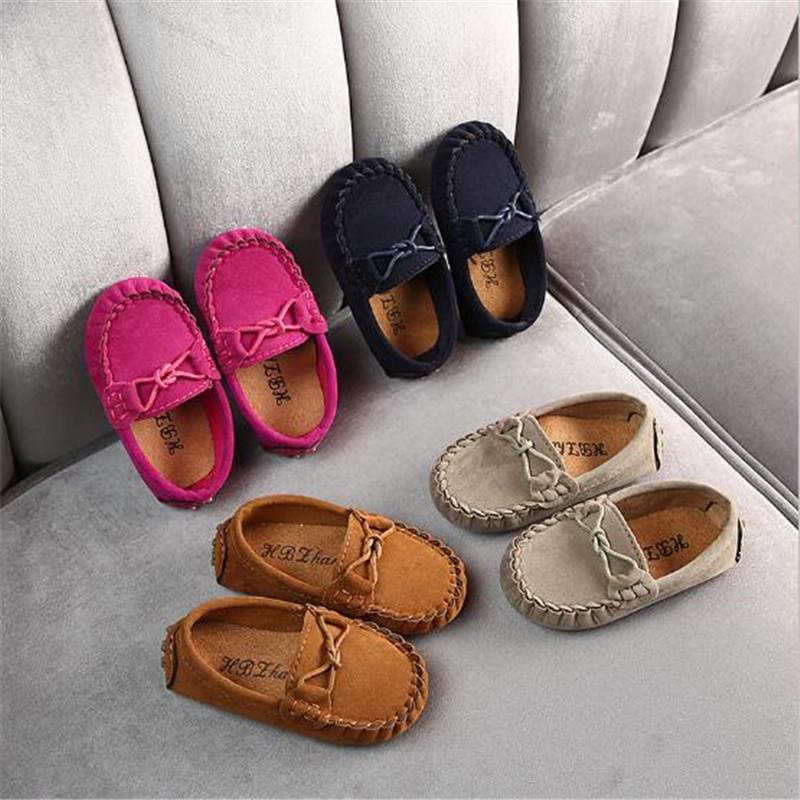 

Fashion Flats For Children Casual Comfortable PU Leather Slip On Shoes Boys Girls Kids Candy 4 Colors Moccasin Loafers All Size, Deep blue