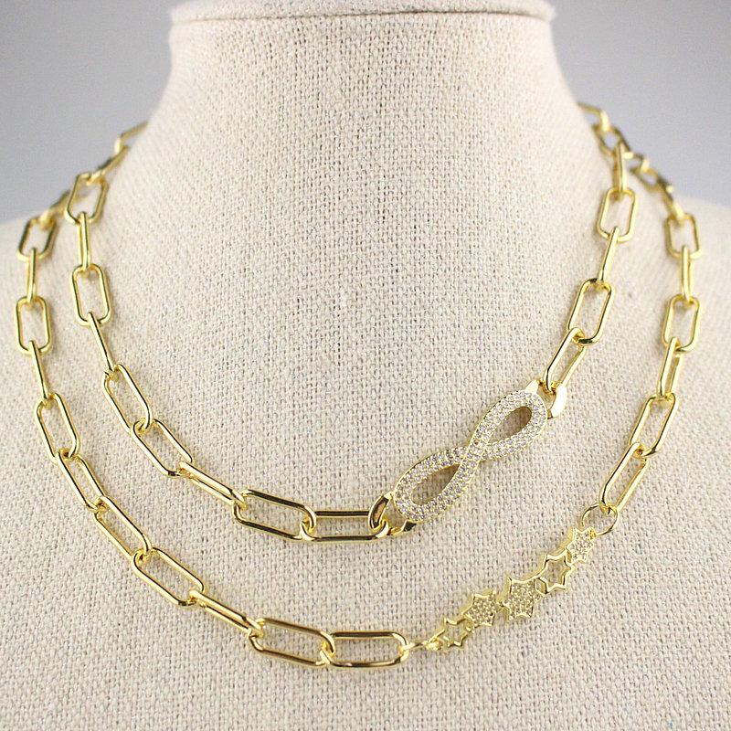 

16inch 5pcs/lot New design cz charm necklace,star shape cubic zircon component jewelry,popular plated chain necklace wholesale