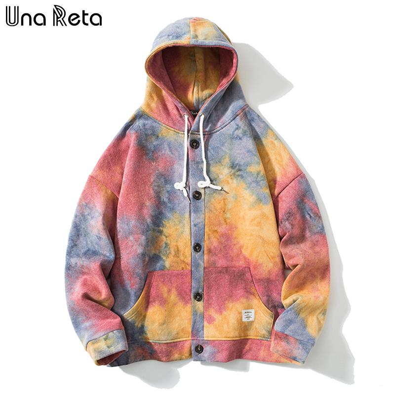 

UnaReta Tie Dye Hoodie Men Autumn New Streetwear Men Clothing Man Hoodies Harajuku Single-breasted Skateboard Sweatshirt, Blue