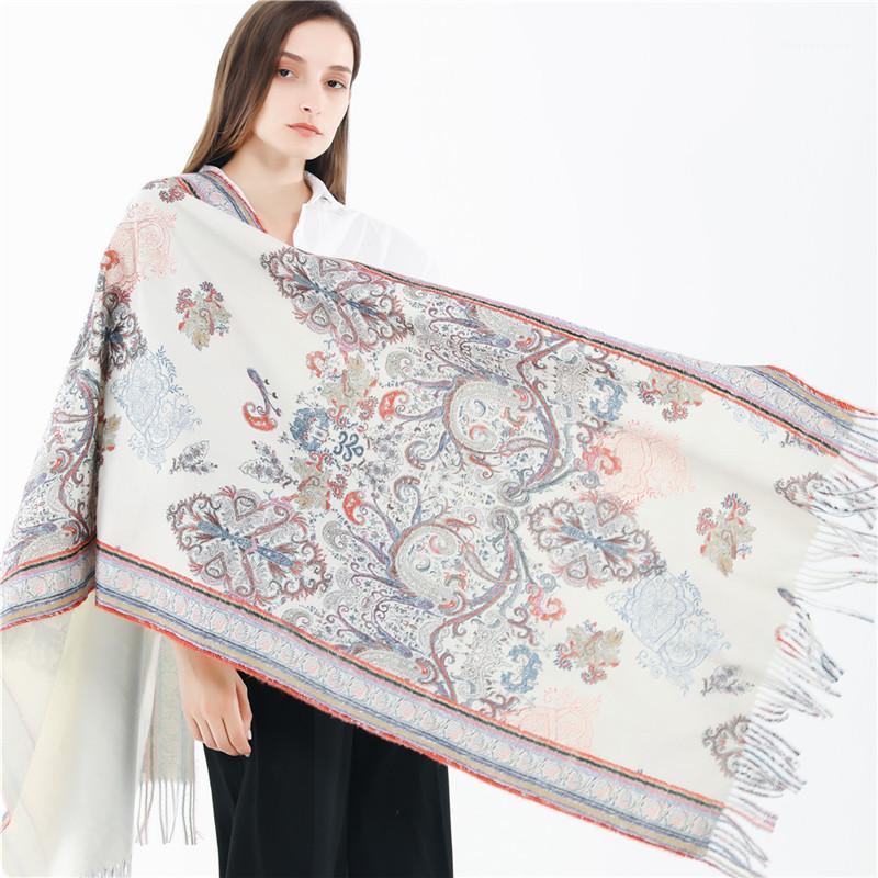 

Scarves 2021 Fashion Jacquard Women Cashmere Scarf Cashew Flower Winter Shawls Long Tassel Wrap Female Stole Bufandas1