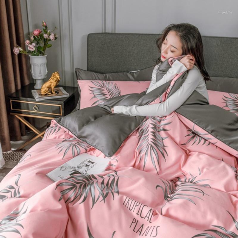 

European-style ice silk 4-piece silk slip sheet quilt cover summer bedding net red models washed embroidery four-piece suit1, Color 11