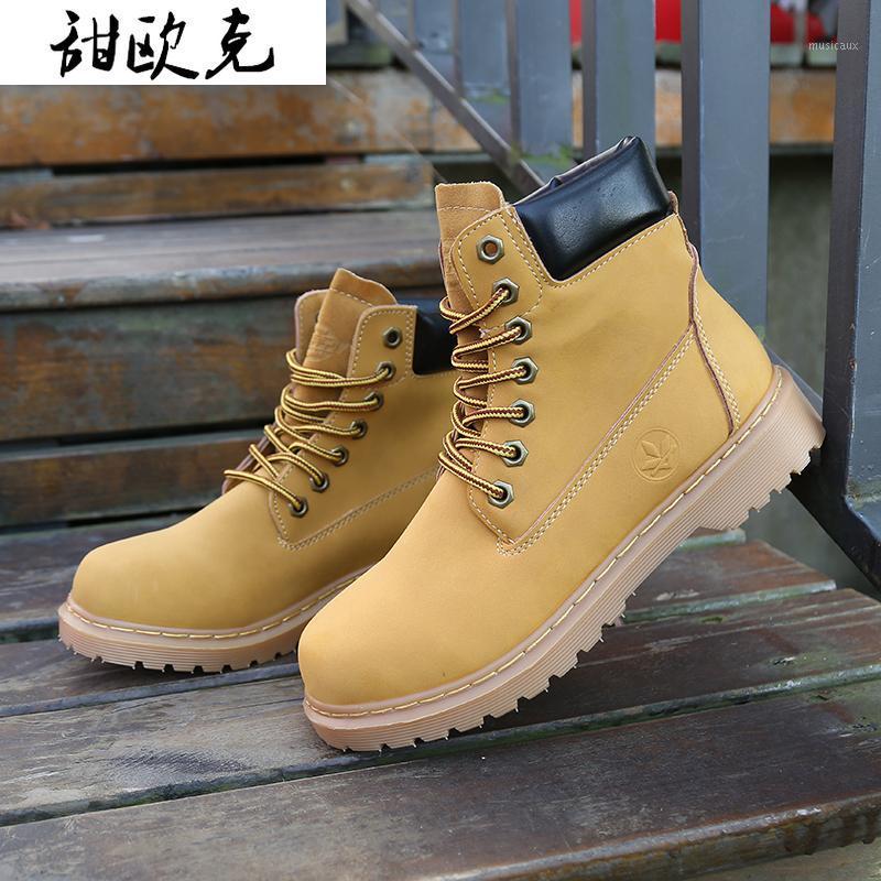 

2020 New Winter Women Ankle Boots Solid Color Lace-up Basic Boots Woman Round Toe Snow Women Platform Botas Mujer1, Khaki