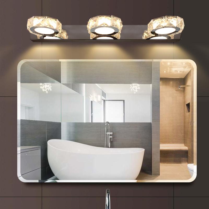 

Modern Luxury Style Crystal LED Round Mirror Light 3W 6W 9W Stainless Steel Waterproof Wall Mounted Lamp For Indoor Bathroom