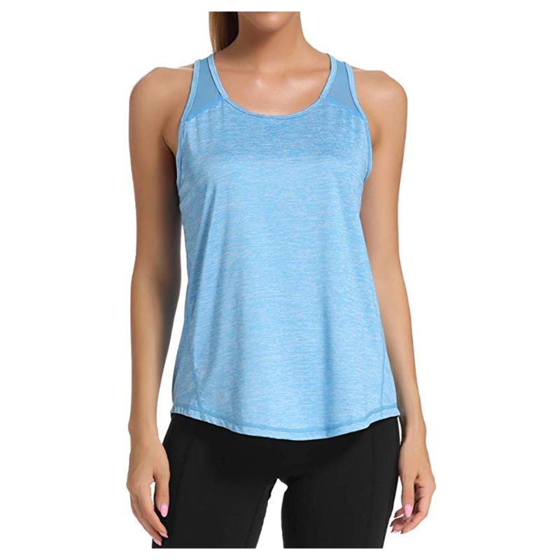 

Female Sport Top Women Workout Tops Mesh Racerback Tank Yoga Shirts Gym Clothes Sport Sleeveless Vest Singlet Training, Black