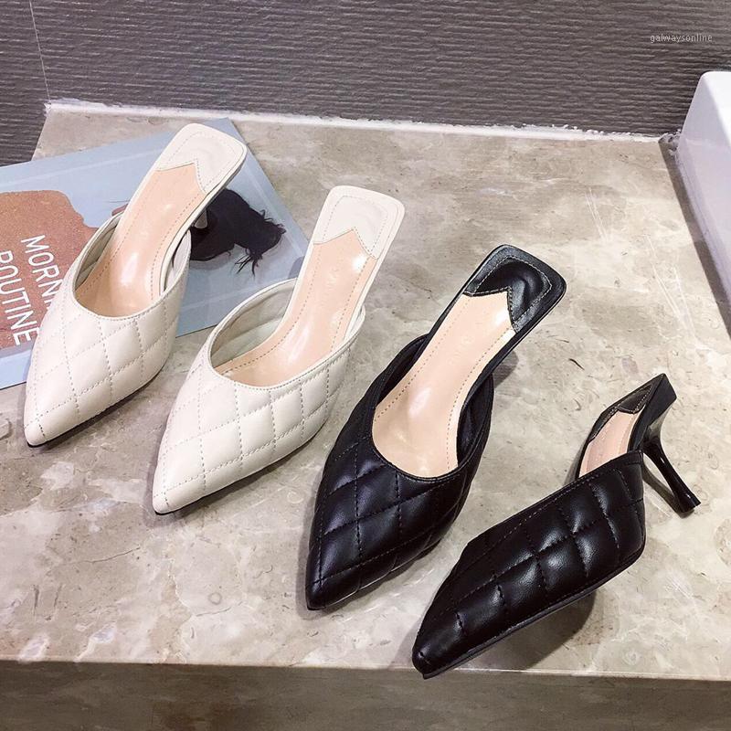 

Pointed Toe Mules Women Flip Flops Summer Shoes Ladies Lattic Slippers Home Thin Heel Slides Sandals Pantufa Slides1, Black