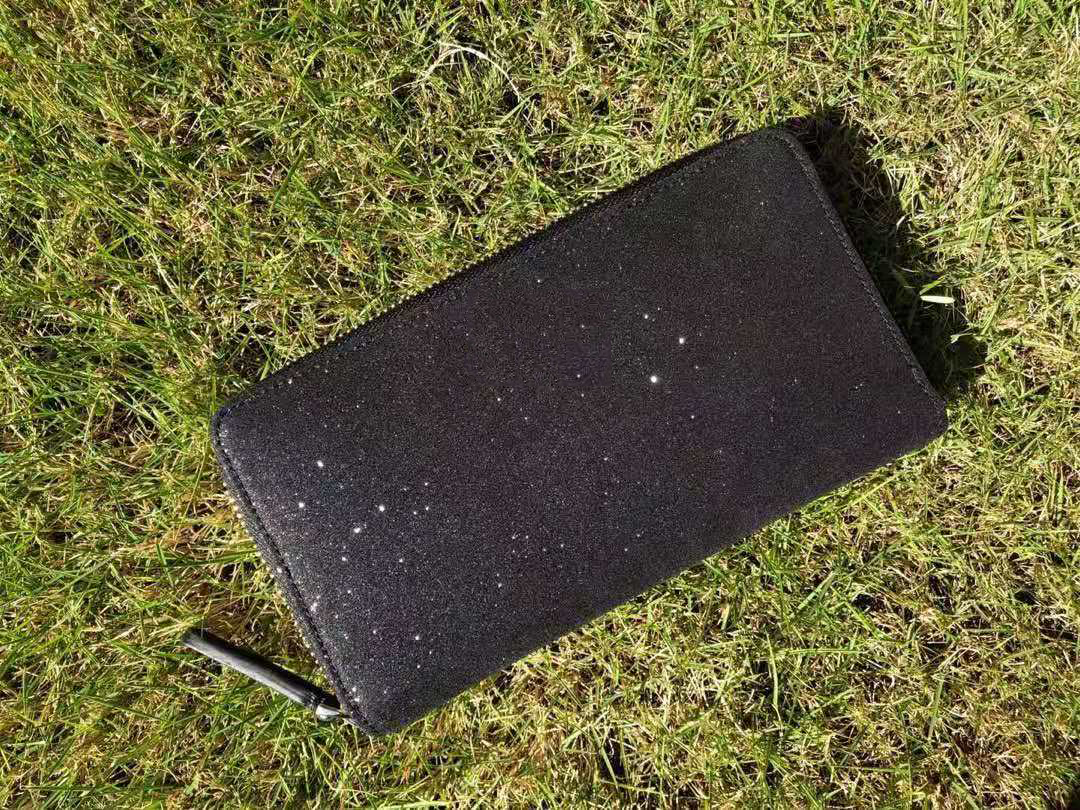 

brand designer glitter wallets shining new zipper clutch bag card holder 5 colors shining for women, Navy blue