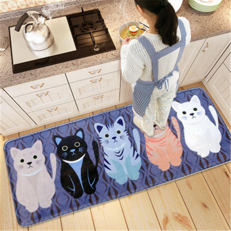 

Hot Sale Kawaii Welcome Floor Mats Animal Cat Printed Bathroom Kitchen Anti-Slip carpets Doormats Cat Floor Mat for Living Room, Yellow