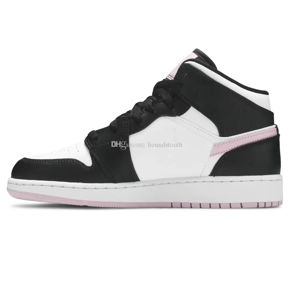 

Jumpman 1 Mid GS White Light Arctic Pink Basketball shoes 1s Sneakers 555112 103, Hand crafted