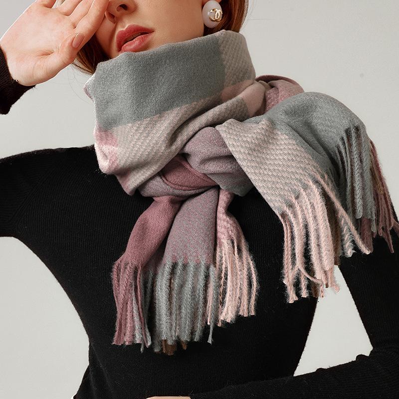 

NEW fashion cashmere women plaid scarf winter warm shawl and wrap bandana female foulard long thick blanket