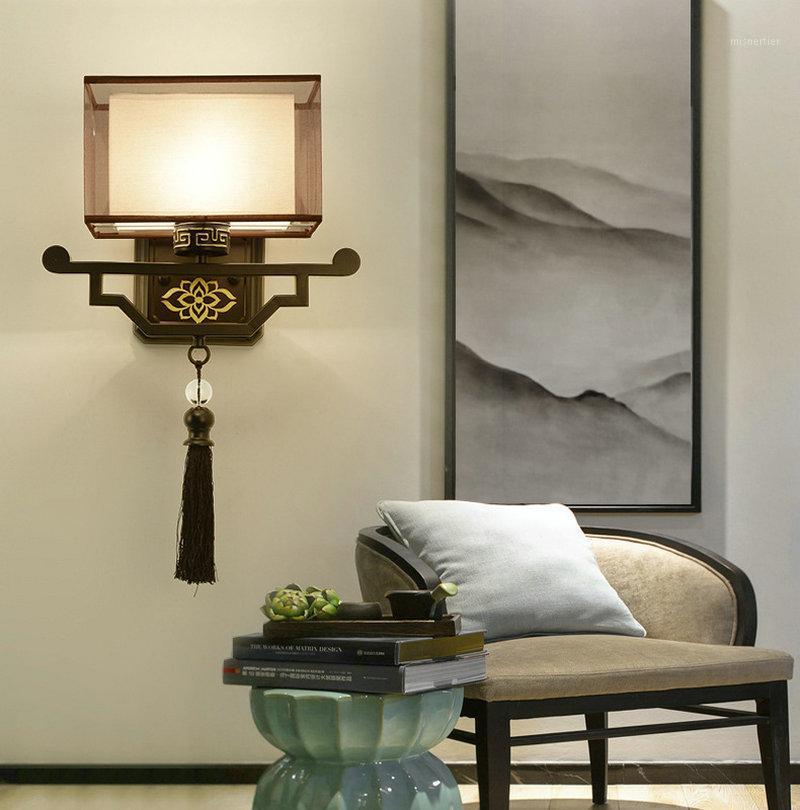 

Artpad Chinese Classic Fabric Embroidery Wall Lamp Shade,Traditional Black Living Room Sconces Bedside Decor Metal Wall Light1