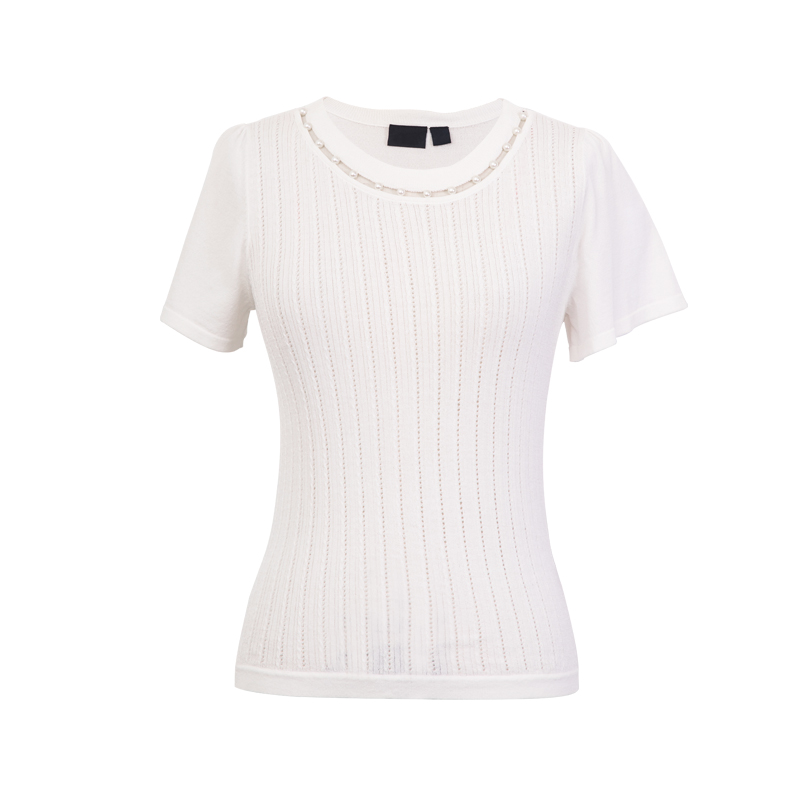 

2020 short-sleeved knitted tops are casual and comfortable, White