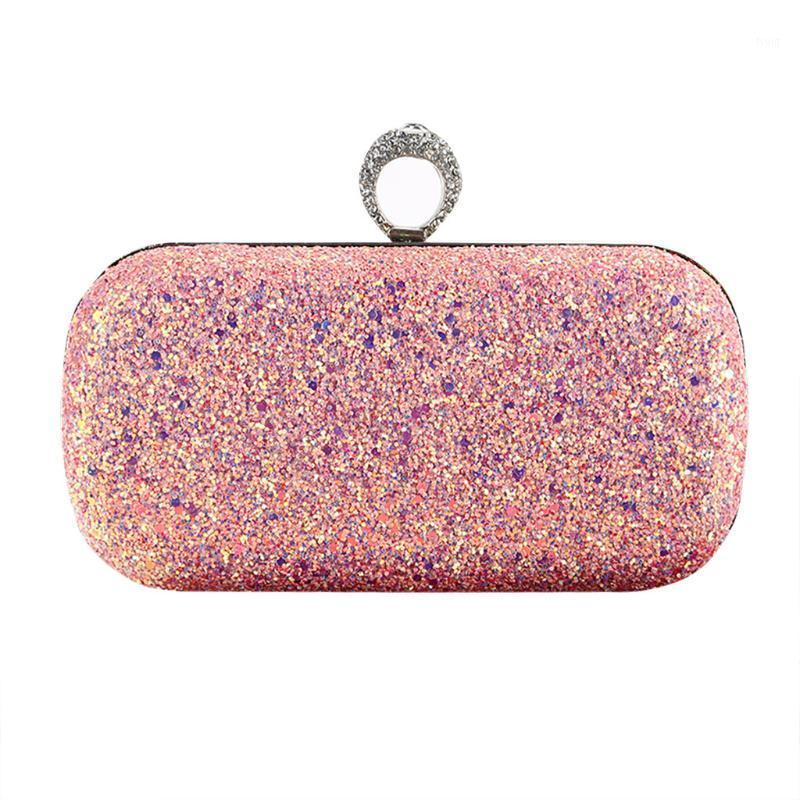 

Luxury Women Gold Handbag Evening Clutch Bag Women Ladies Wedding Shiny Handbags Bridal Clutches Bag Chain Shoulder Bolsa1, Pink