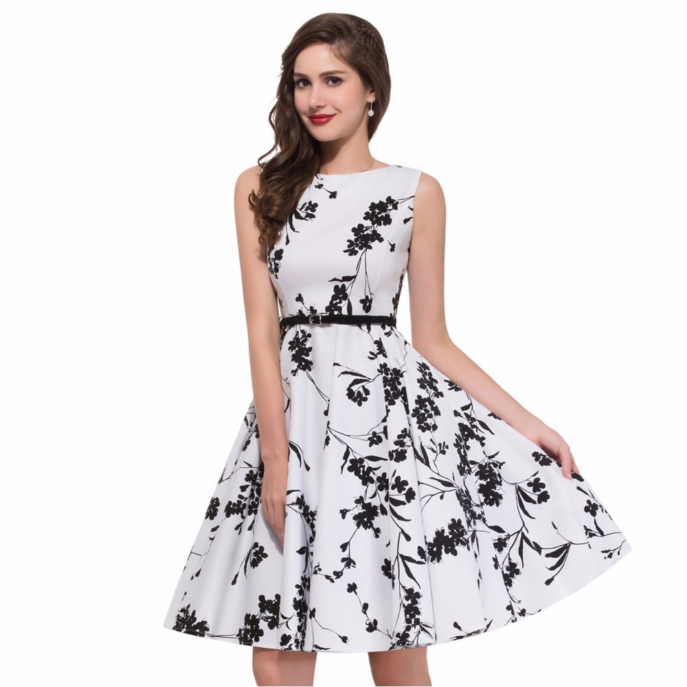 

2021 New Summer Plus Size Women Clothing Audrey Hepburn Floral Robe Retro Swing Casual 50s Vintage Rockabilly Es Vestidos 8pkh, Blue
