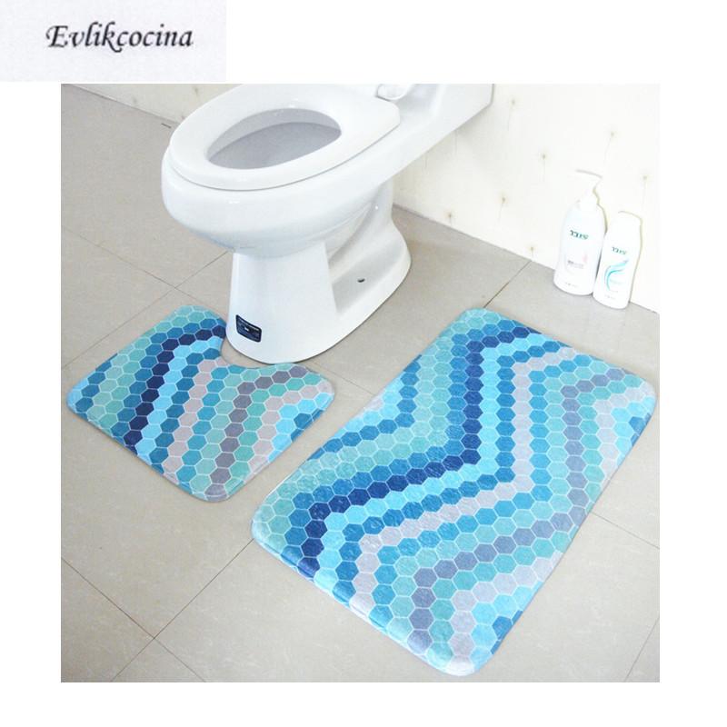 

Free Shipping 2pcs Modern Toilet U Type Mat Bathroom Bath Mat Set Non Slip 45x37cm&45x75cm Tapis Salle De Bain Tapete Banheiro