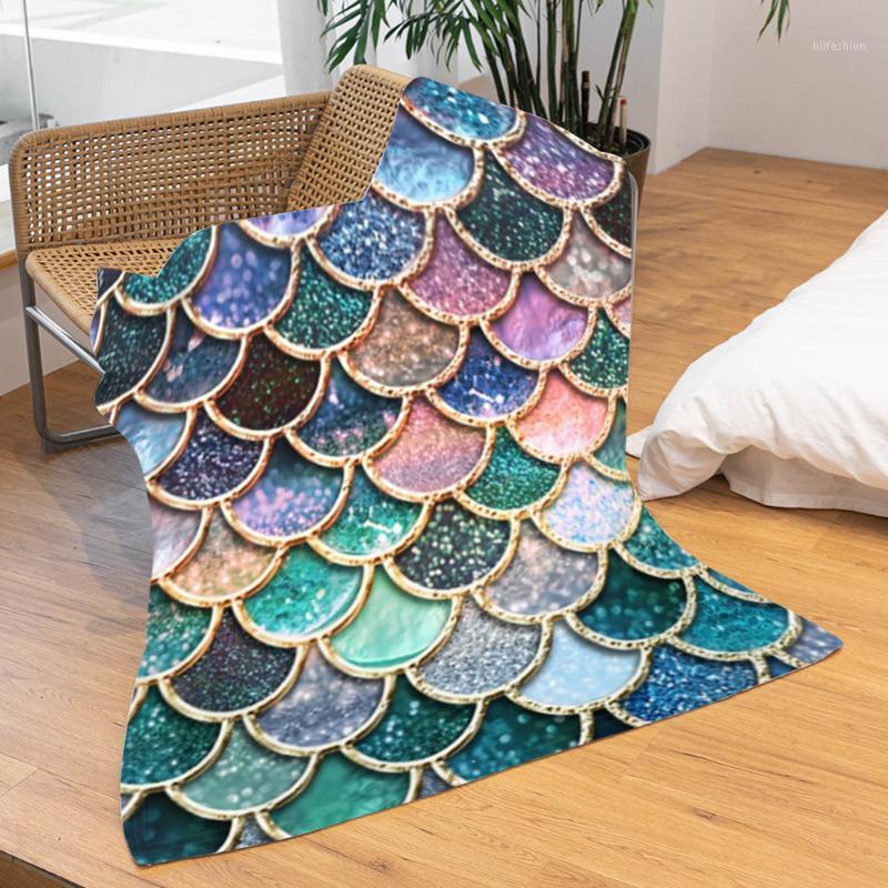 

Blanket Fish Patter Scale Flannel Blanket Printed Coral Fleece Blankets1