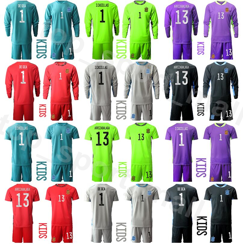 

Goalie Youth David de Gea Spain Long Goalkeeper Soccer Jersey Set Kids Kepa Arrizabalaga Iker Casillas Simon Reina Football Shirt Kits, Kids fluorescent green