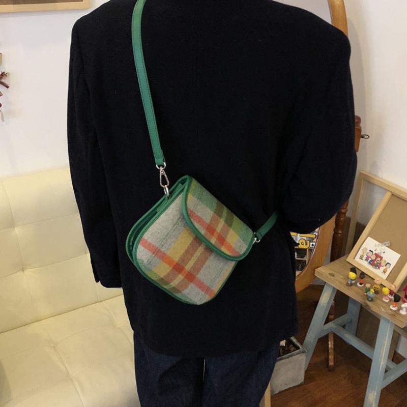 

Women Fashion Simple Green Vintage Plaid Shoulder Handbags Female Casual PU Leather Women Flap Crossbody Bags For 2021