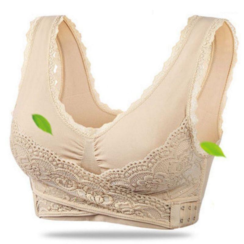 

2020 Hot Comfortable Solid Color New Cross Side Buckle Without Rims Gathered Sports Underwear Sleep Bra Women1, White