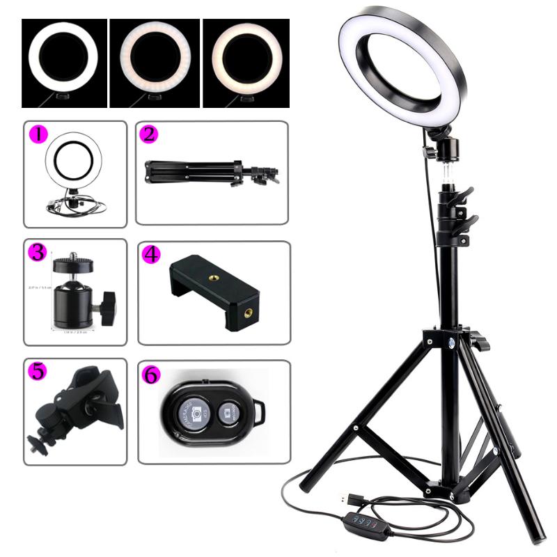 

MAMNE 16cm Ring Light Led Dimmable Photography Lighting For Youtube Live Video Studio Photo Light Lamp With Tripod