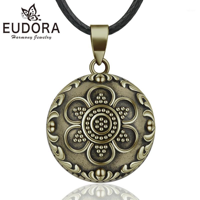 

EUDORA Sound Harmony Ball Vintage Bronze Necklace Chime Bola Pendant for Women Fashion Jewelry Flower Mexican Pregnancy Ball1