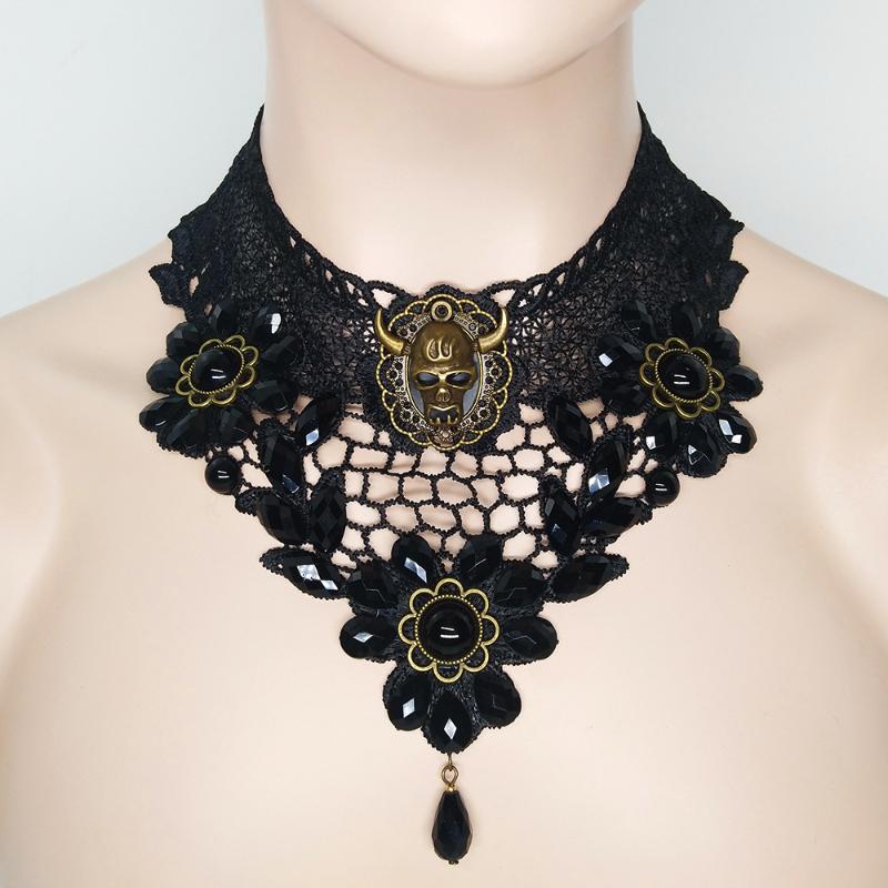 

1PC Women Black Lace Necklace Collar Choker Victorian Vintage Gothic Chain Pendant