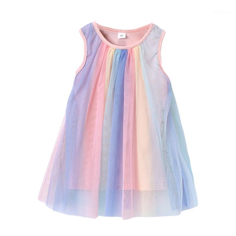 

SAGACE Toddler Girl Kids Sweet Mesh Patchwork Princess Party Dress Summer Dress Sleeveless Rainbow For Girl Clothing New1, Multi