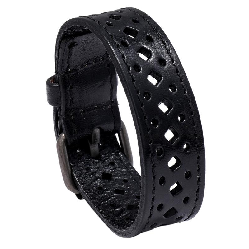 

Charm Bracelets PU Leather Bracelet Retro Hollow Men's Wide