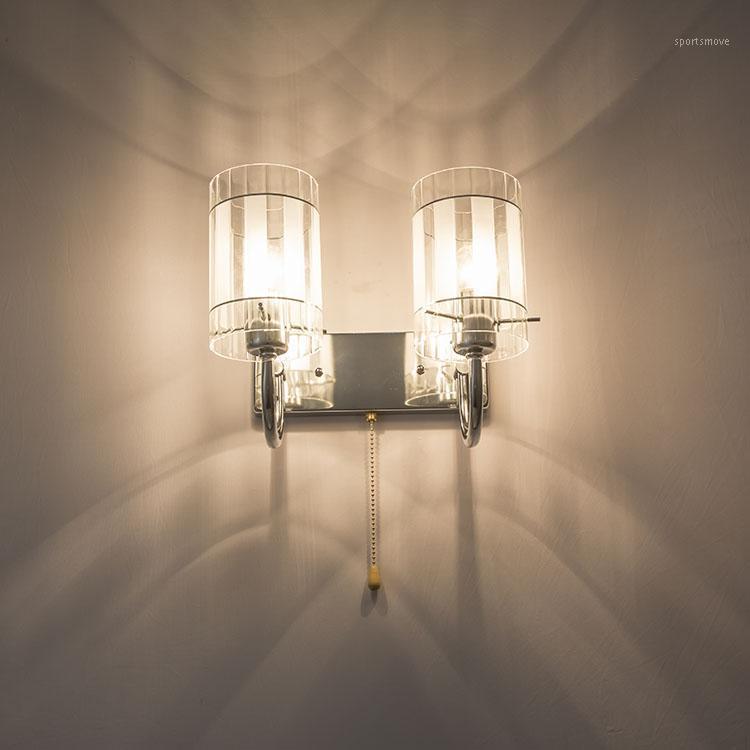 

modern glass LED mirror Lights led wall sconce Pull Switch wall lamp bathroom lighting Bedside Lamp Mounted Indoor Lighting1