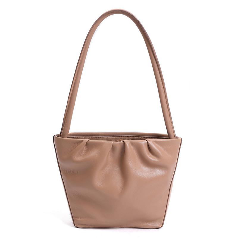 

Women Simple Armpit Bag Lady Handbags Female Trend Solid Color Travel Hand Bag Soft Genuine Leather Baguette Shoulder Bags, 8757 yellow