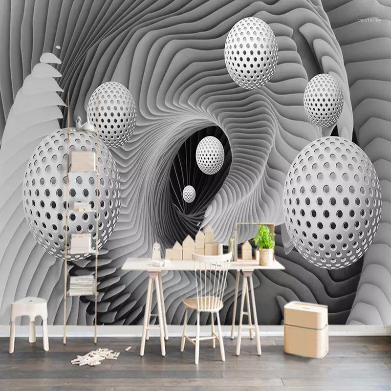 

Diantu Custom Wall Mural Paintings 3D Stereoscopic Ball Space Vortex Modern Living Room TV Background Wallpaper Papel De Parede1, Silk cloth